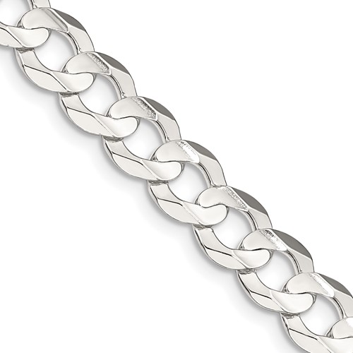 Sterling Silver 7.8mm Concave Beveled Curb Chain
