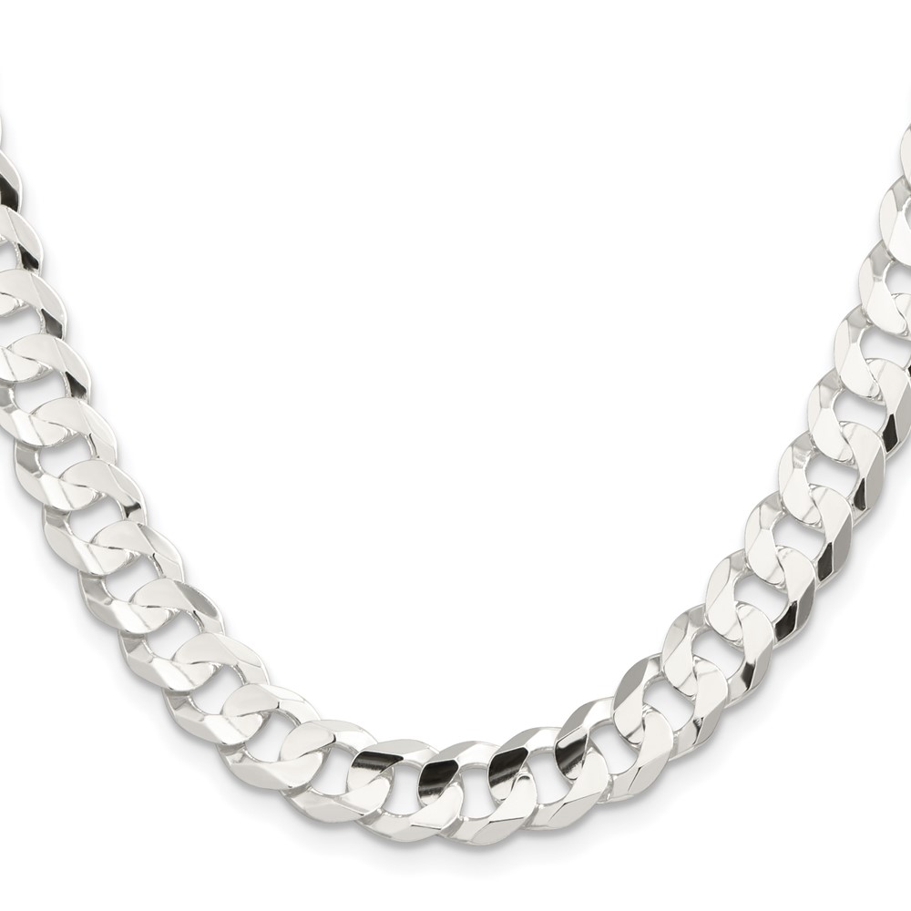 Sterling Silver 9.75mm Concave Beveled Curb Chain (QCBC250-30)