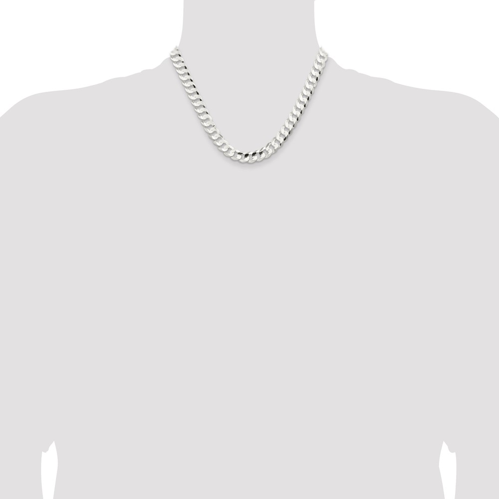 Sterling Silver 9.75mm Concave Beveled Curb Chain (QCBC250-18)