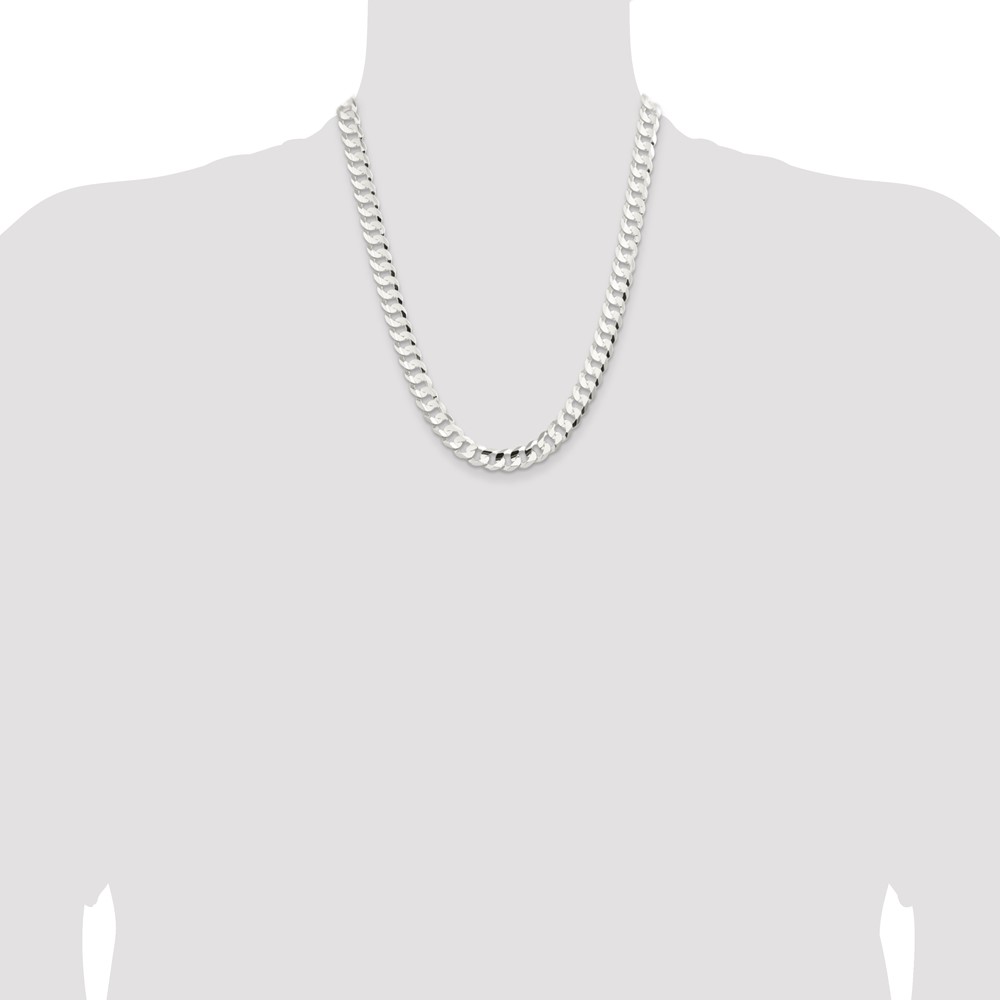 Sterling Silver 9.75mm Concave Beveled Curb Chain (QCBC250-22)