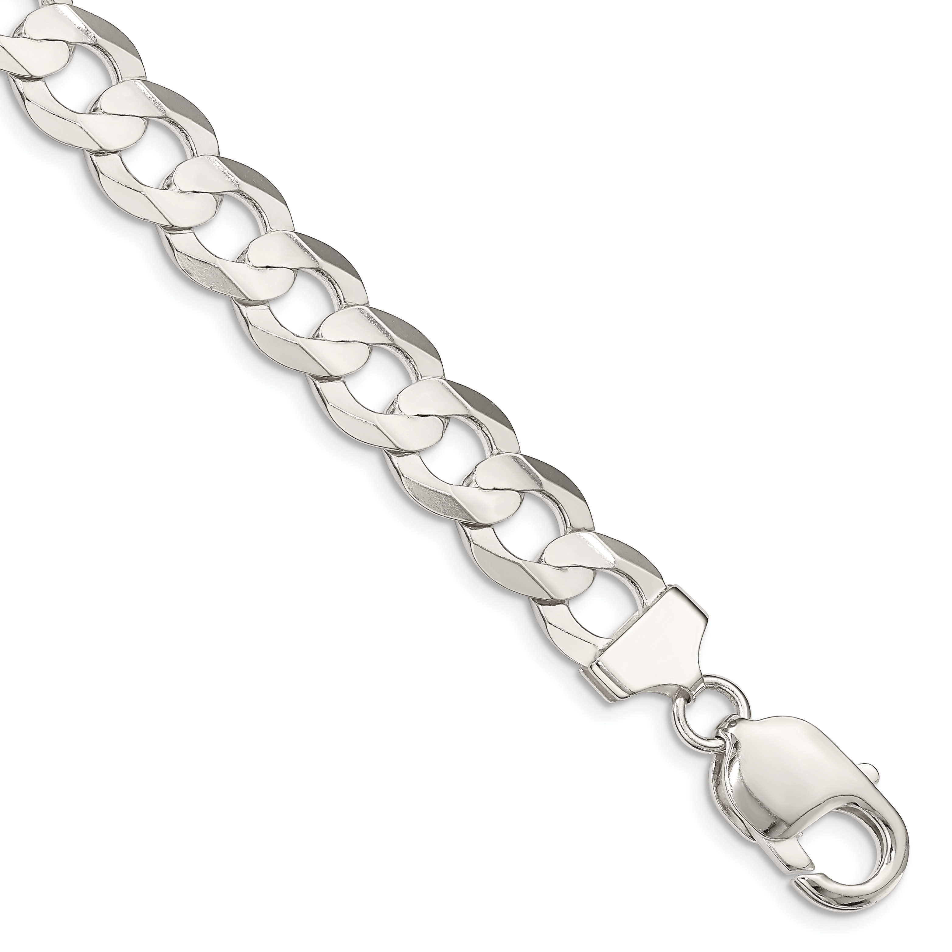 Sterling Silver 9.75mm Concave Beveled Curb Chain (QCBC250-7)