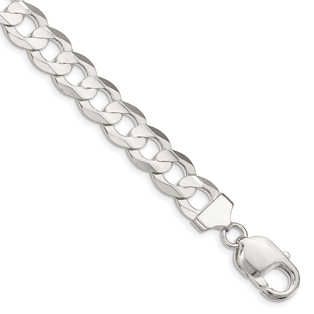Sterling Silver 9.75mm Concave Beveled Curb Chain (QCBC250-7)