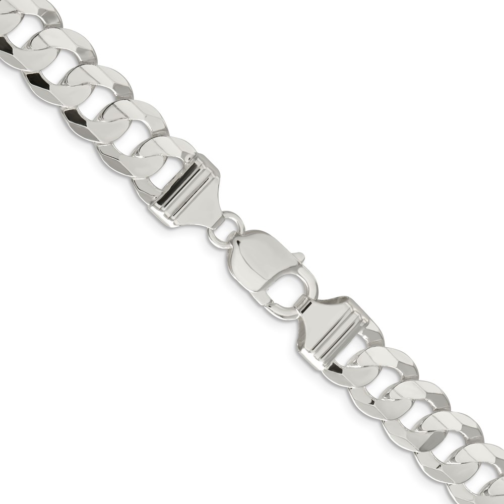 Sterling Silver 11.9mm Concave Beveled Curb Chain (QCBC300-24)