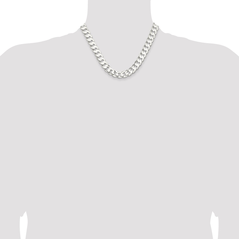 Sterling Silver 11.9mm Concave Beveled Curb Chain (QCBC300-18)