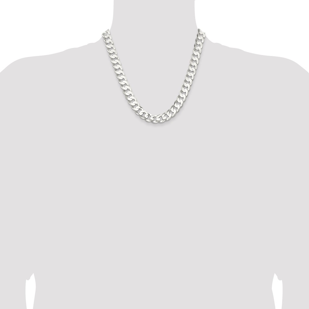 Sterling Silver 11.9mm Concave Beveled Curb Chain (QCBC300-20)