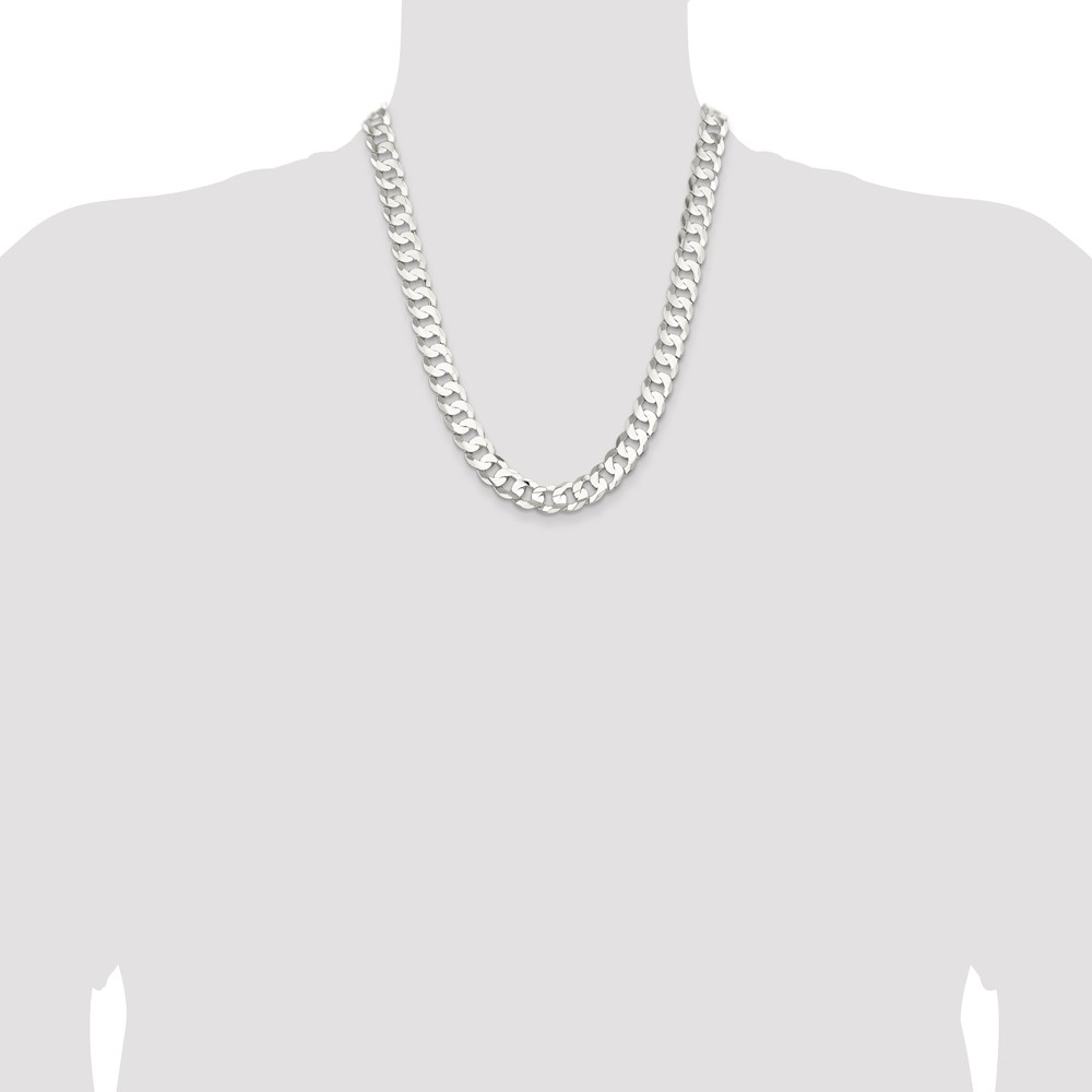 Sterling Silver 11.9mm Concave Beveled Curb Chain (QCBC300-22)