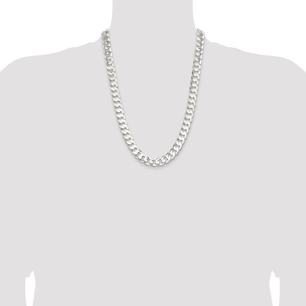 Sterling Silver 11.9mm Concave Beveled Curb Chain (QCBC300-24)