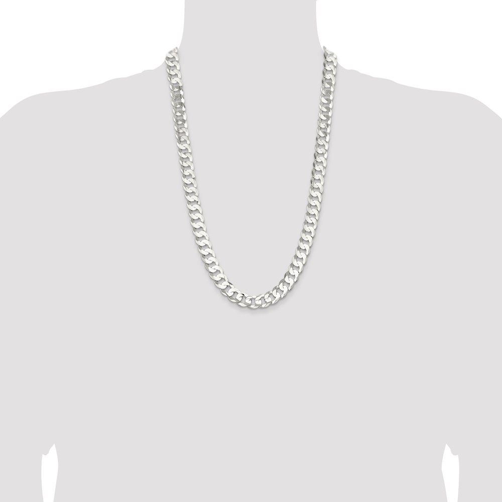 Sterling Silver 11.9mm Concave Beveled Curb Chain (QCBC300-26)