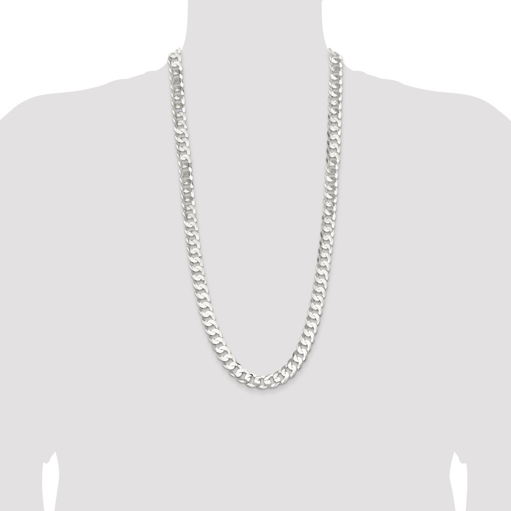 Sterling Silver 11.9mm Concave Beveled Curb Chain (QCBC300-30)