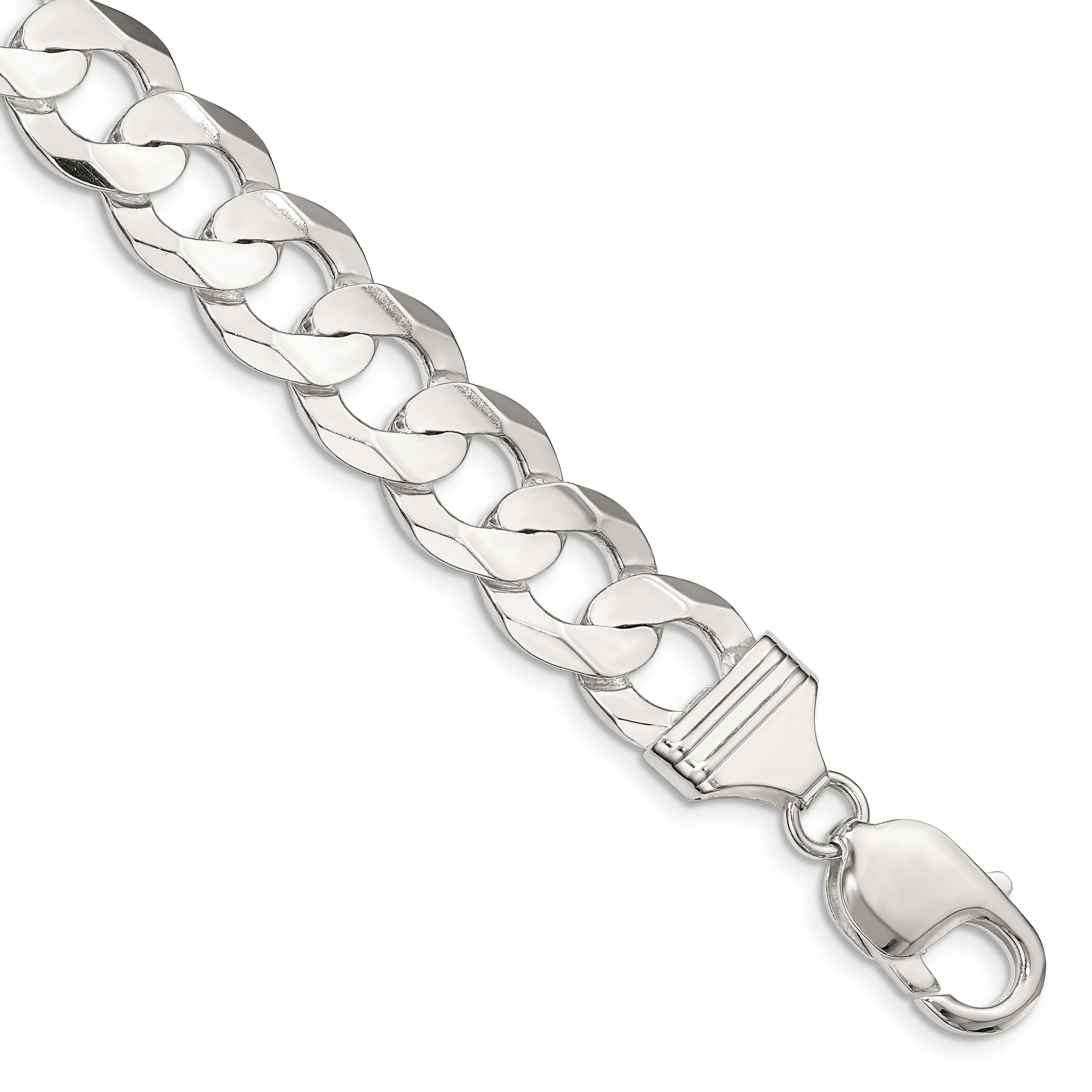 Sterling Silver 11.9mm Concave Beveled Curb Chain (QCBC300-7)
