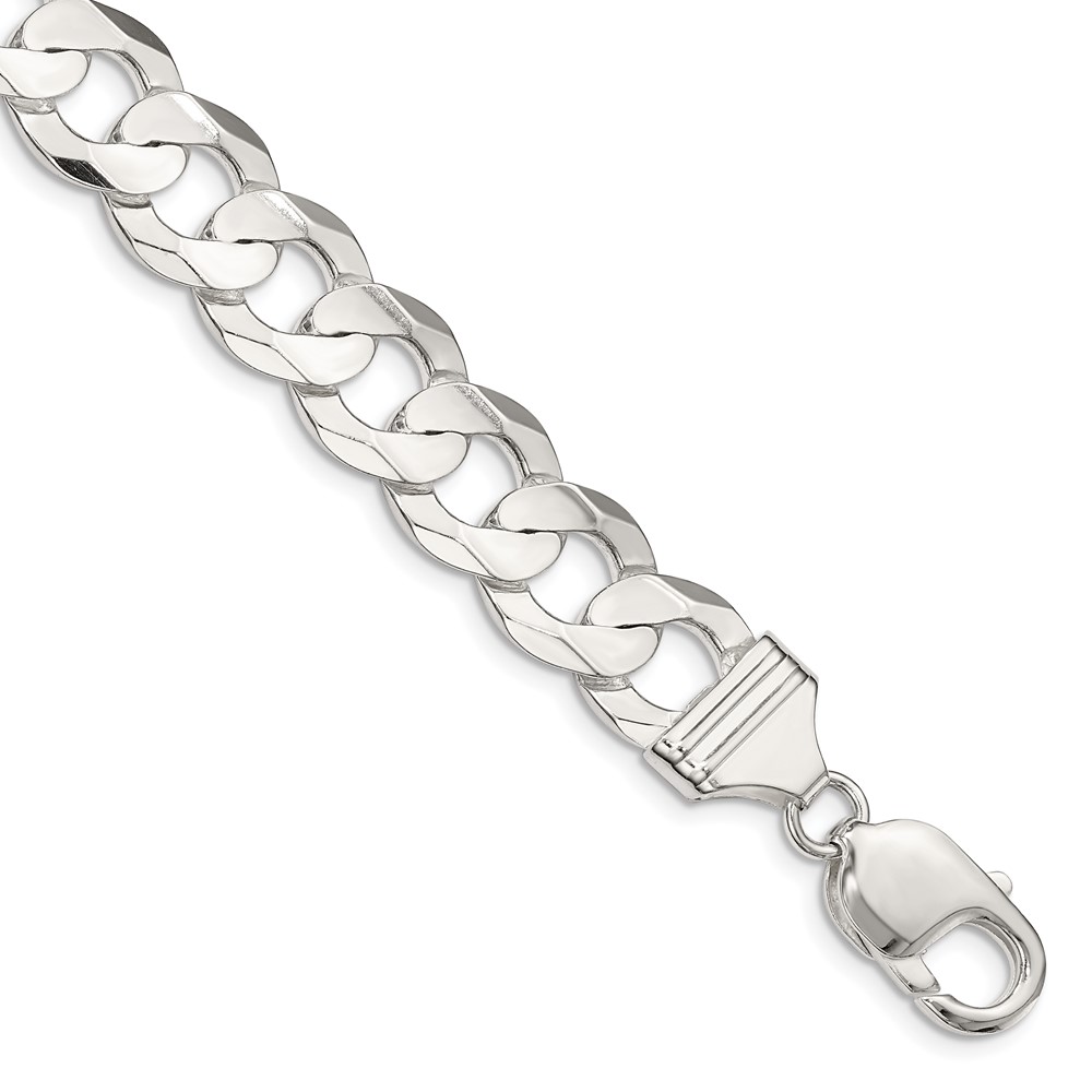 Sterling Silver 11.9mm Concave Beveled Curb Chain (QCBC300-7)