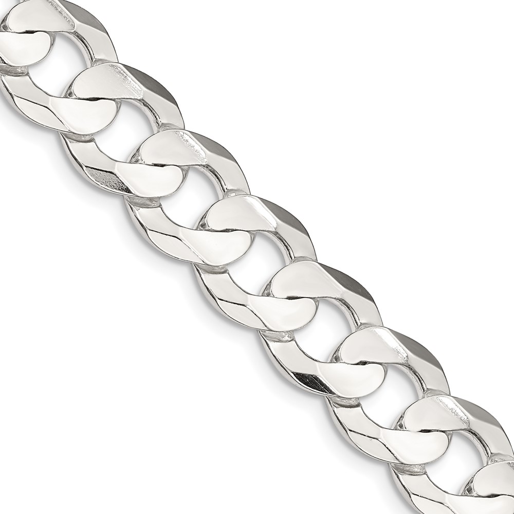 Sterling Silver 11.9mm Concave Beveled Curb Chain (QCBC300-18)