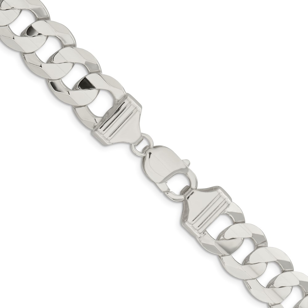 Sterling Silver 14.0mm Concave Beveled Curb Chain (QCBC350-24)