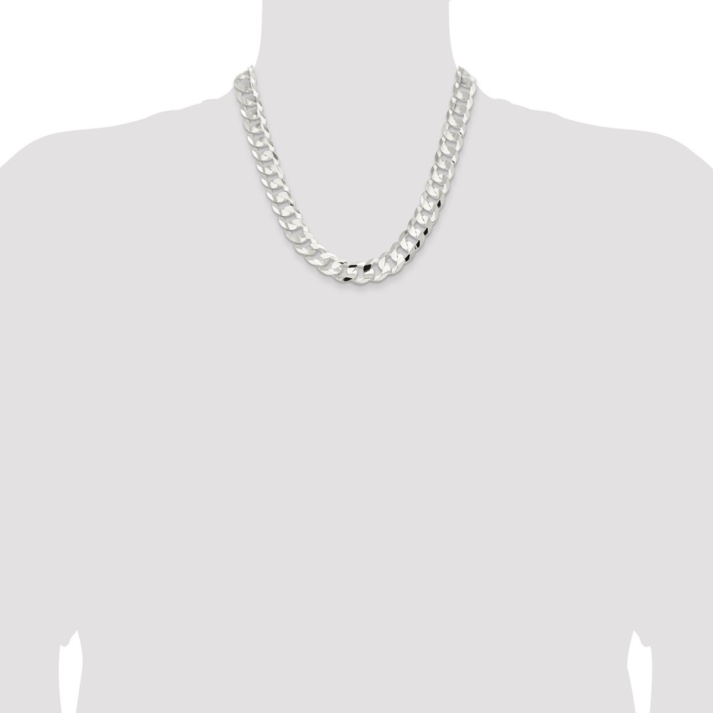 Sterling Silver 14.0mm Concave Beveled Curb Chain (QCBC350-20)