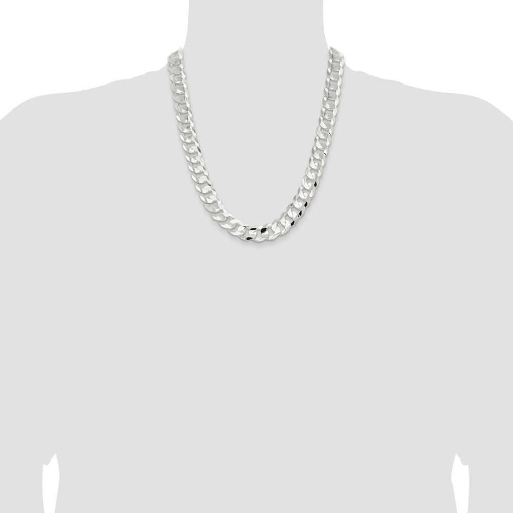 Sterling Silver 14.0mm Concave Beveled Curb Chain (QCBC350-22)