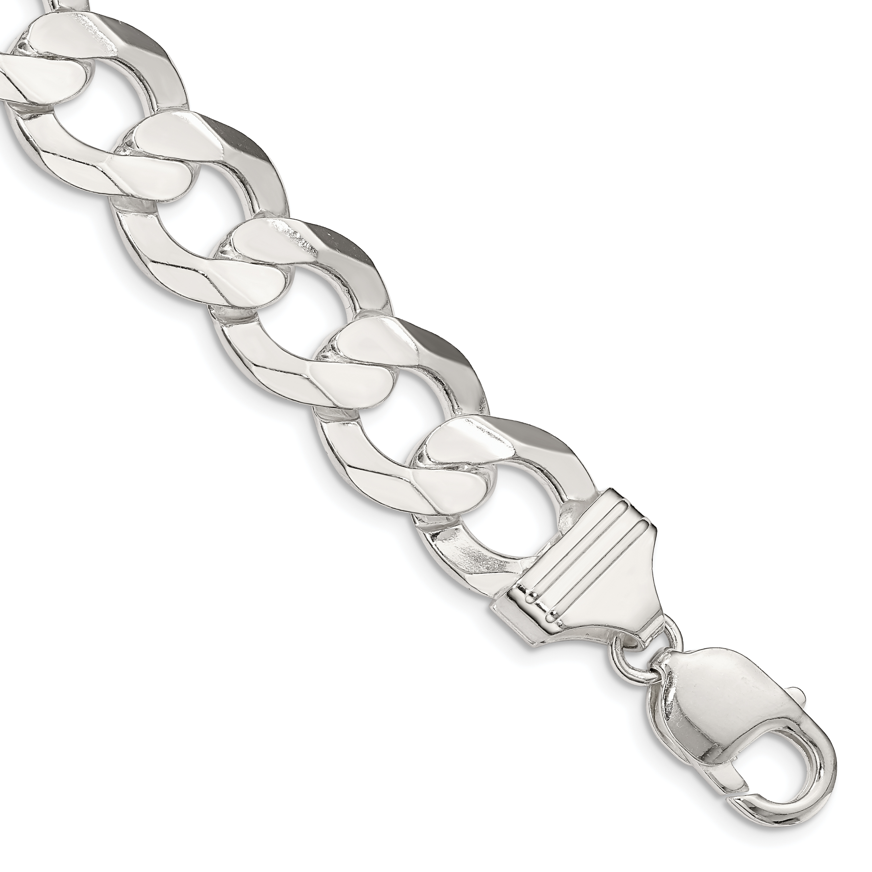 Sterling Silver 14.0mm Concave Beveled Curb Chain (QCBC350-9)