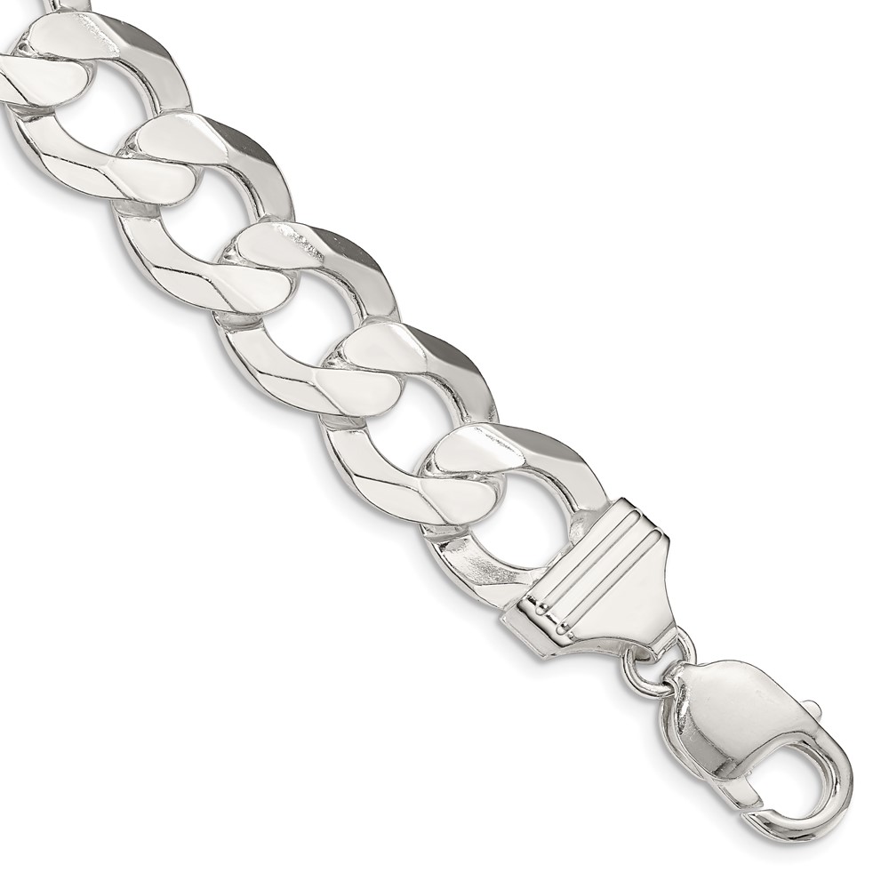 Sterling Silver 14.0mm Concave Beveled Curb Chain (QCBC350-9)