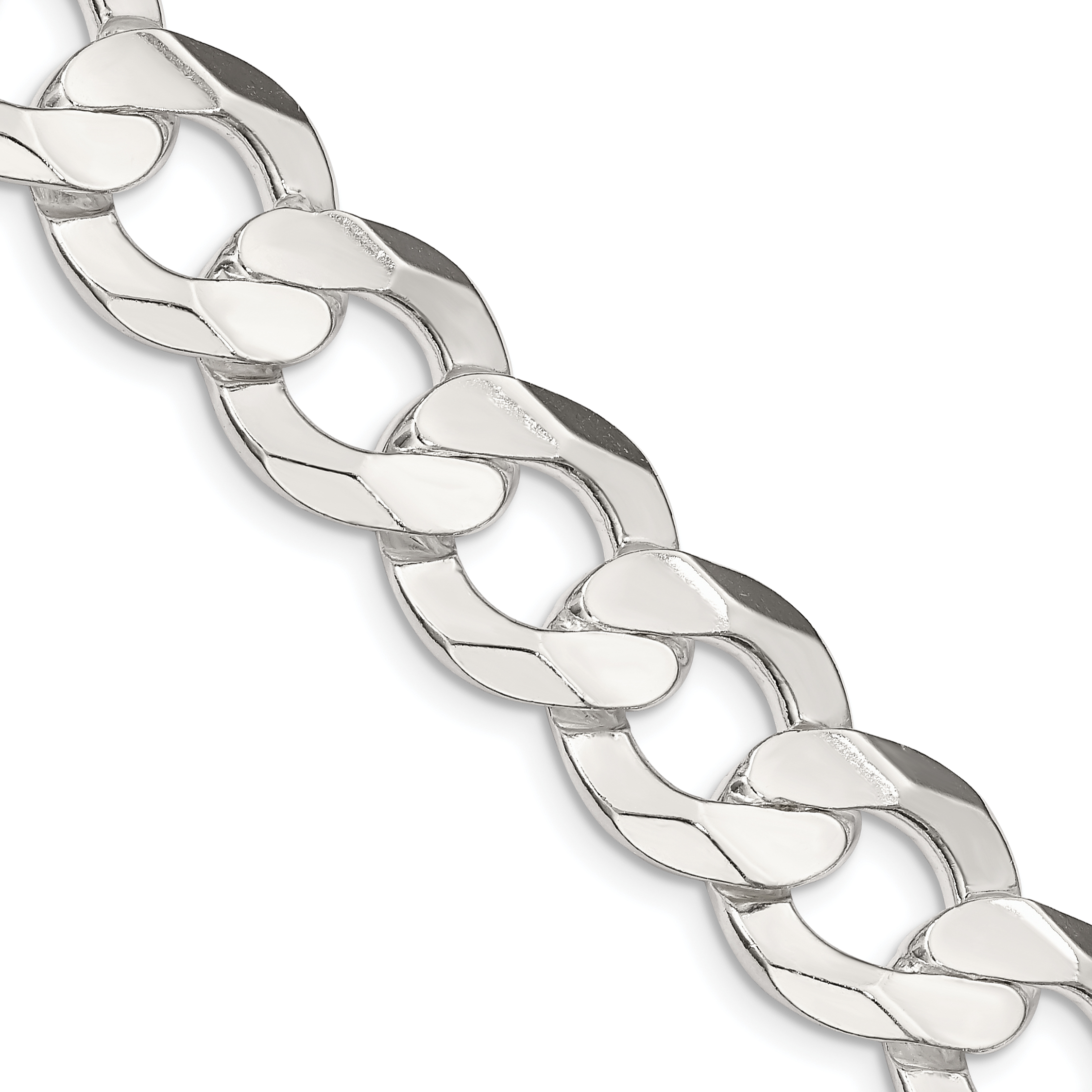 Sterling Silver 14.0mm Concave Beveled Curb Chain (QCBC350-22)