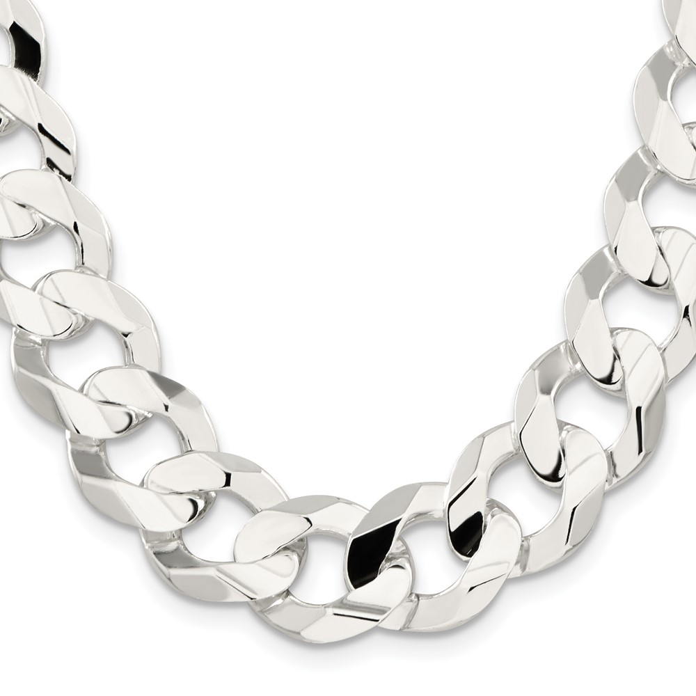 Sterling Silver 15.75mm Concave Beveled Curb Chain (QCBC400-20)