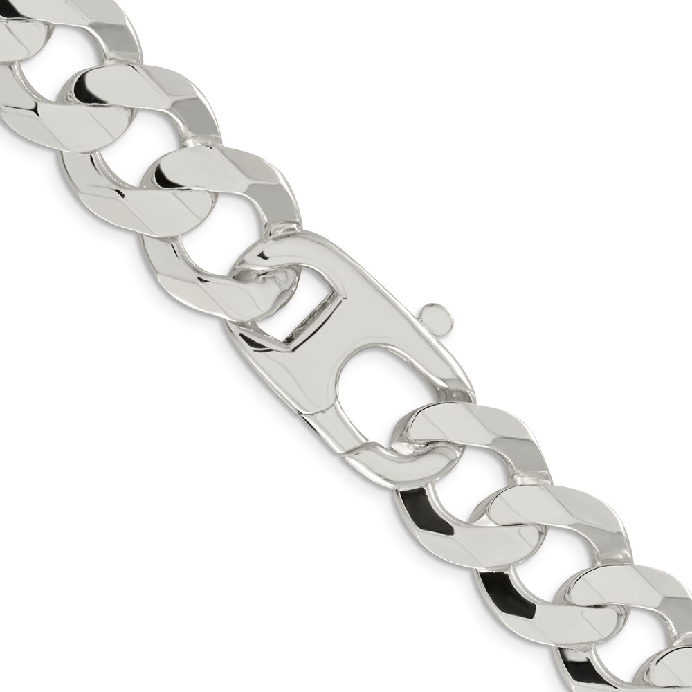 Sterling Silver 15.75mm Concave Beveled Curb Chain (QCBC400-20)