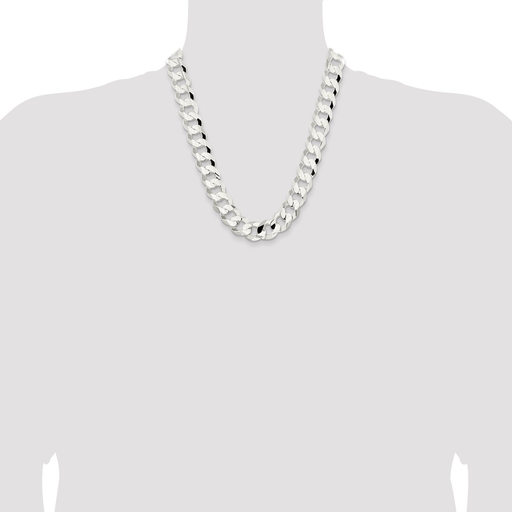 Sterling Silver 15.75mm Concave Beveled Curb Chain (QCBC400-22)