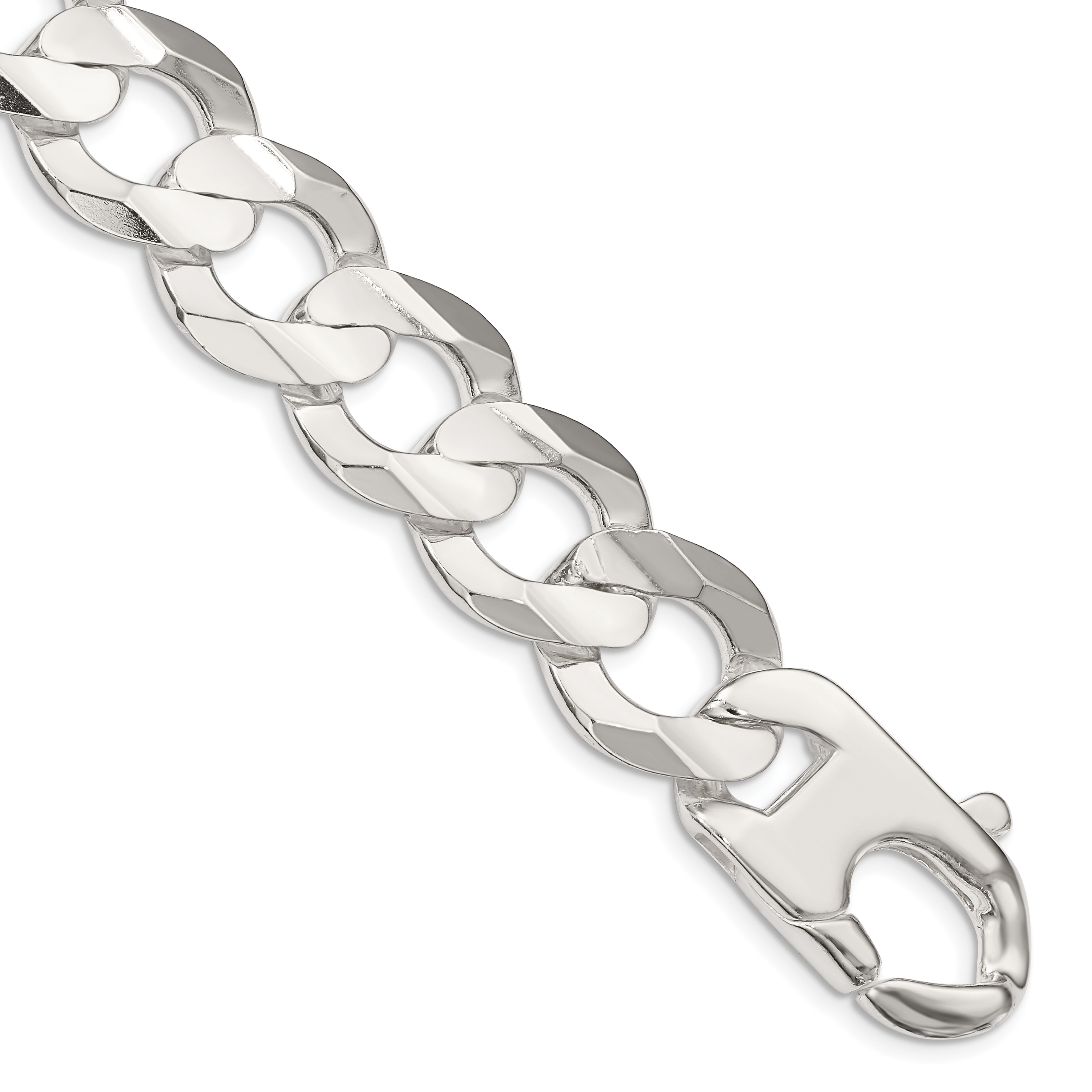 Sterling Silver 15.75mm Concave Beveled Curb Chain (QCBC400-7)