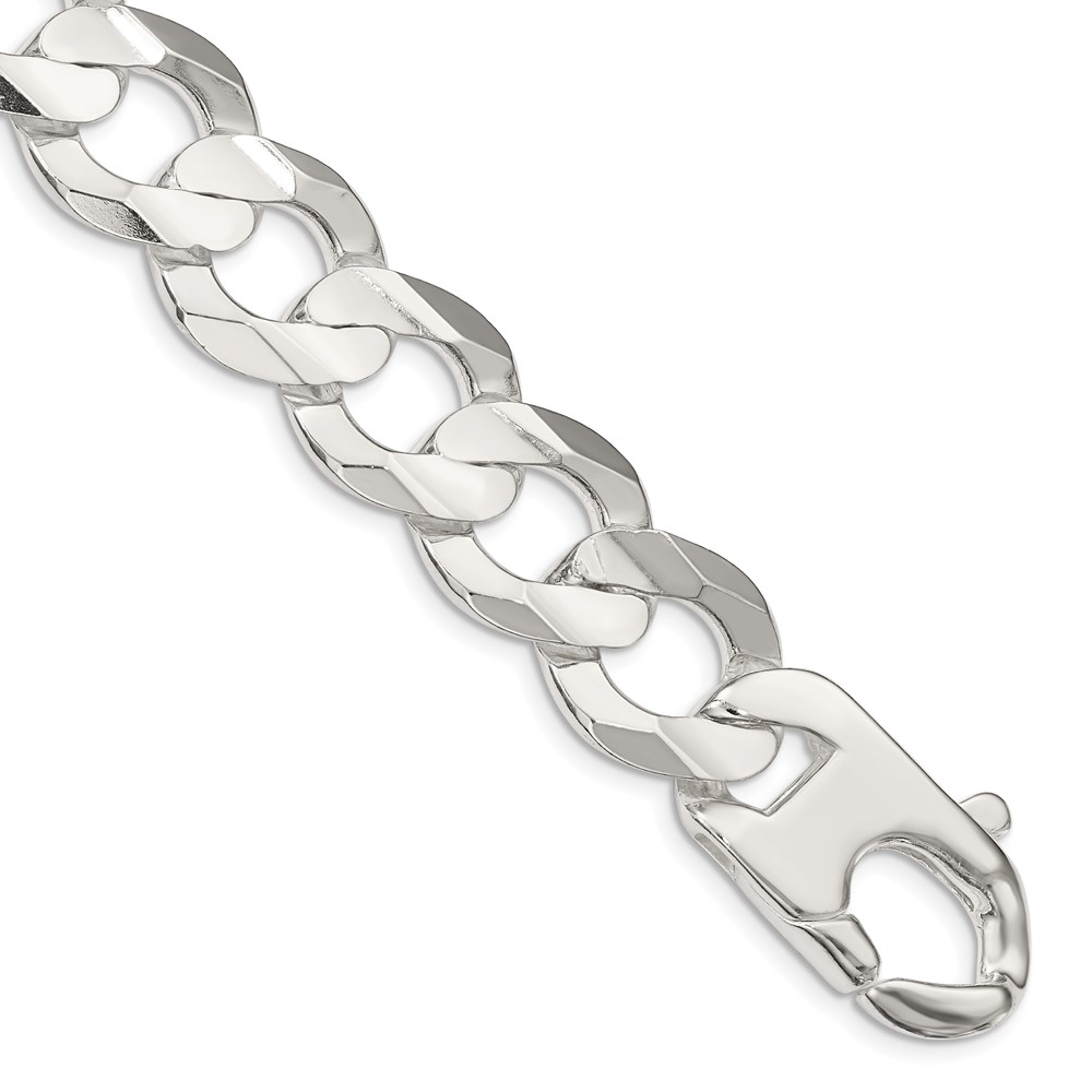 Sterling Silver 15.75mm Concave Beveled Curb Chain (QCBC400-7)