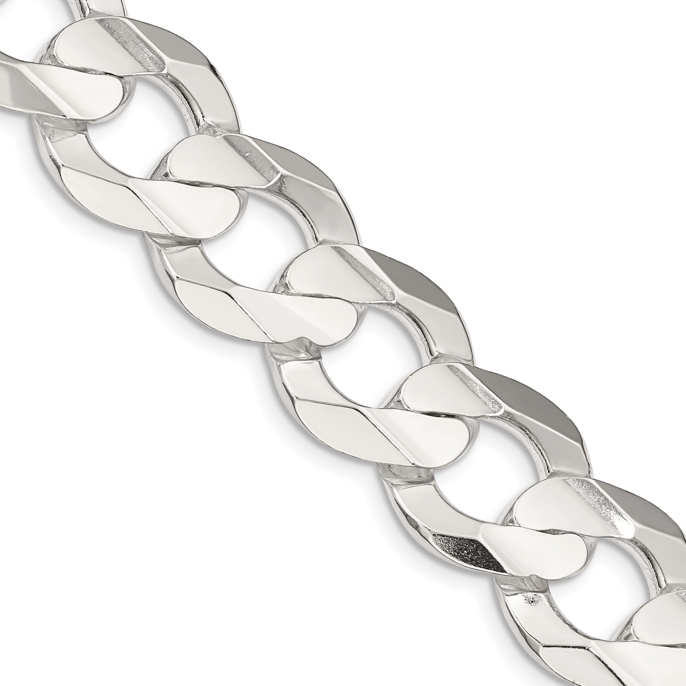 Sterling Silver 15.75mm Concave Beveled Curb Chain (QCBC400-20)