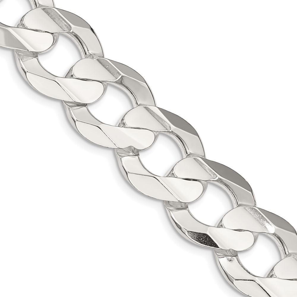 Sterling Silver 15.75mm Concave Beveled Curb Chain (QCBC400-20)