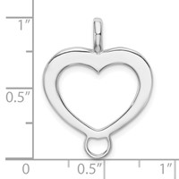 Amore La Vita Sterling Silver Rhodium-plated Polished Open Heart Charm Carrier Pendant view 4
