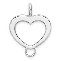 Amore La Vita Sterling Silver Rhodium-plated Polished Open Heart Charm Carrier Pendant view 1