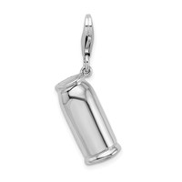 Amore La Vita Sterling Silver Rhodium-plated Polished 3-D Enameled Green Tea Beverage Charm with Fancy Lobster Clasp view 3