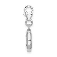 Amore La Vita Sterling Silver Rhodium-plated Polished Enameled Crystal Yin and Yang Charm with Fancy Lobster Clasp view 2