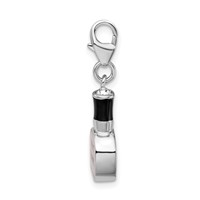 Amore La Vita Sterling Silver Rhodium-plated Polished 3-D Enameled Nail Polish Bottle Charm with Fancy Lobster Clasp view 2