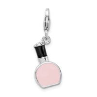 Amore La Vita Sterling Silver Rhodium-plated Polished 3-D Enameled Nail Polish Bottle Charm with Fancy Lobster Clasp view 3