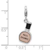Amore La Vita Sterling Silver Rhodium-plated Polished 3-D Enameled Nail Polish Bottle Charm with Fancy Lobster Clasp view 5