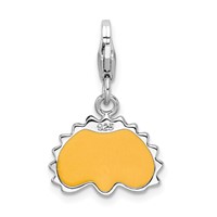 Amore La Vita Sterling Silver Rhodium-plated Polished 3-D Enameled Peacock Charm with Fancy Lobster Clasp view 3