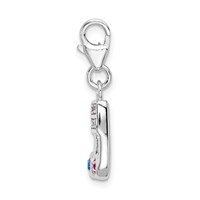 Amore La Vita Sterling Silver Rhodium-plated Polished Pink Blue and Yellow Crystal Music Note Charm with Fancy Lobster Clasp view 2