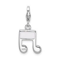 Amore La Vita Sterling Silver Rhodium-plated Polished Pink Blue and Yellow Crystal Music Note Charm with Fancy Lobster Clasp view 3