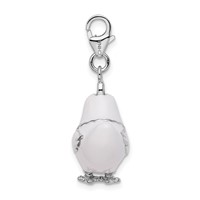 Amore La Vita Sterling Silver Rhodium-plated Polished 3-D Enameled Chicken Charm with Fancy Lobster Clasp view 3