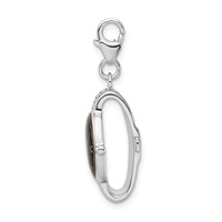 Amore La Vita Sterling Silver Rhodium-plated Polished 3-D Enameled Wristwatch Charm with Fancy Lobster Clasp view 2
