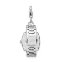 Amore La Vita Sterling Silver Rhodium-plated Polished 3-D Enameled Wristwatch Charm with Fancy Lobster Clasp view 3