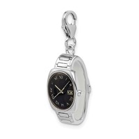 Amore La Vita Sterling Silver Rhodium-plated Polished 3-D Enameled Wristwatch Charm with Fancy Lobster Clasp view 4