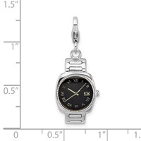 Amore La Vita Sterling Silver Rhodium-plated Polished 3-D Enameled Wristwatch Charm with Fancy Lobster Clasp view 5