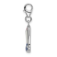 Amore La Vita Sterling Silver Rhodium-plated Polished Enameled Usa Hat Charm with Fancy Lobster Clasp view 2