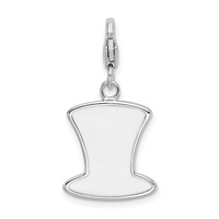 Amore La Vita Sterling Silver Rhodium-plated Polished Enameled Usa Hat Charm with Fancy Lobster Clasp view 3