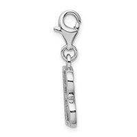 Amore La Vita Sterling Silver Rhodium-plated Polished CZ Letter B Initial Charm with Fancy Lobster Clasp view 2