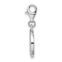 Amore La Vita Sterling Silver Rhodium-plated Polished CZ Letter D Initial Charm with Fancy Lobster Clasp view 2