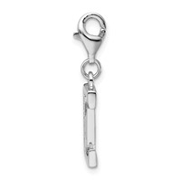 Amore La Vita Sterling Silver Rhodium-plated Polished CZ Letter E Initial Charm with Fancy Lobster Clasp view 2