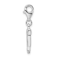 Amore La Vita Sterling Silver Rhodium-plated Polished CZ Letter F Initial Charm with Fancy Lobster Clasp view 2